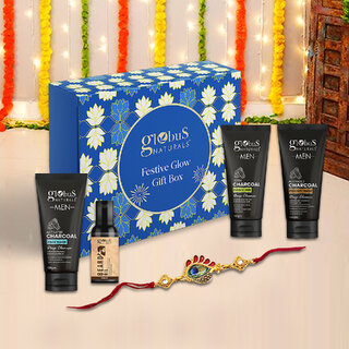 (Combo of 4) Globus Naturals Charcoal Detox Rakhi Gift Box, Face Wash, Face Scrub, Peel Off Mask, Beard Oil For Brother view 2