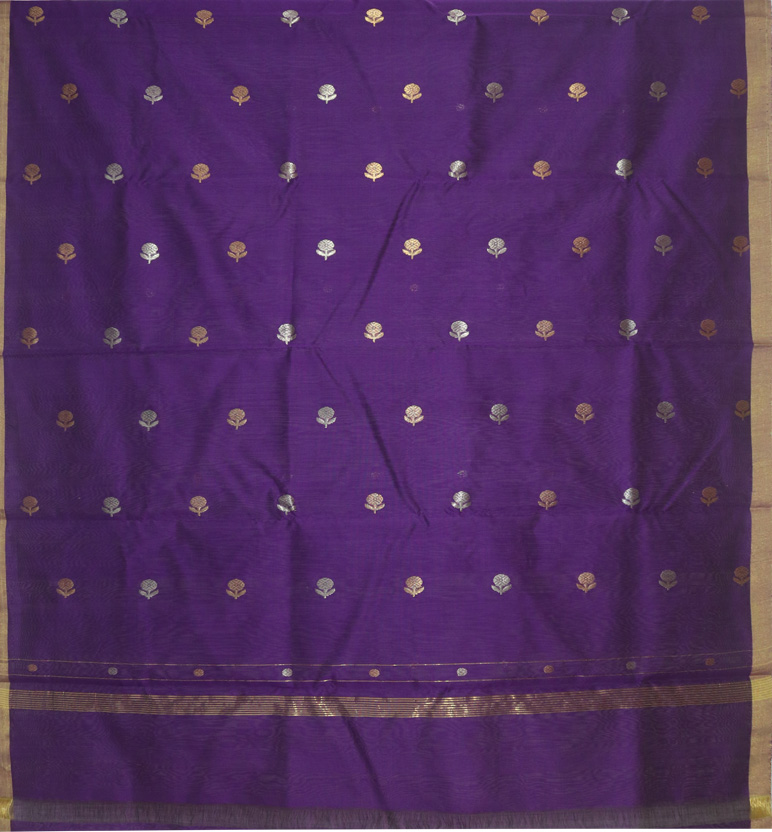 Handloom Chanderi Unstitched 2-Piece Cotton by Silk Mercerized Suit Set view 2