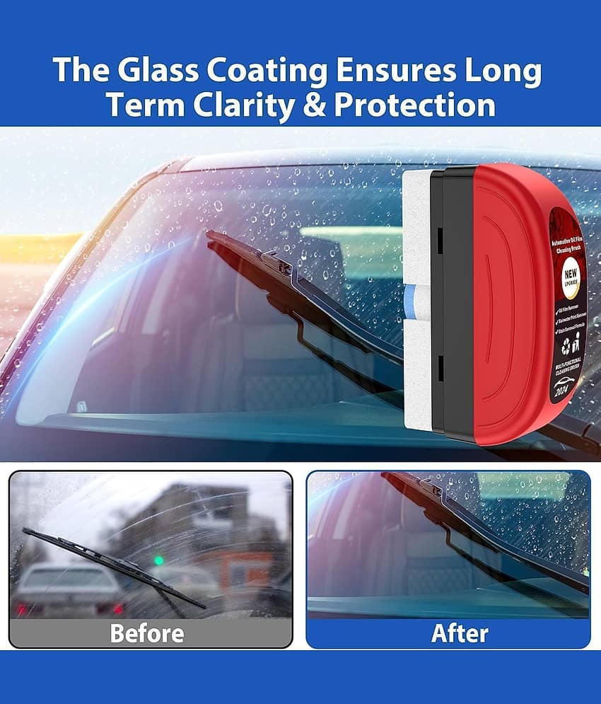 Automotive Oil Film Cleaning Brush, Glass Cleaning Board, Car Glass Oil Film Removal Cleaner, Powerful Windshield Cleaner & Oil Film Remover, Enhance Visual Effect of Windshield view 2