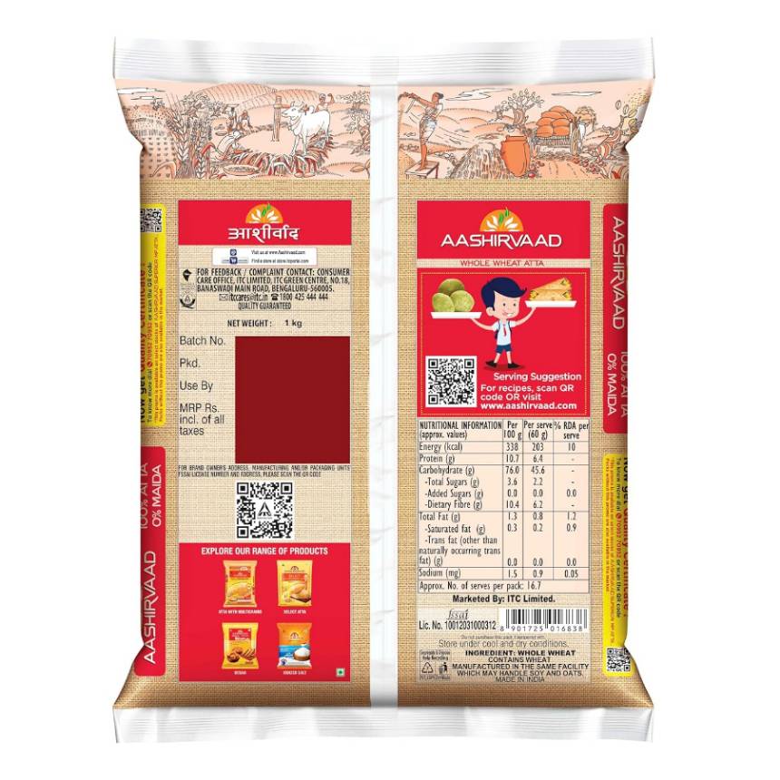 Aashirvaad Whole Wheat Atta 1 Kg view 2