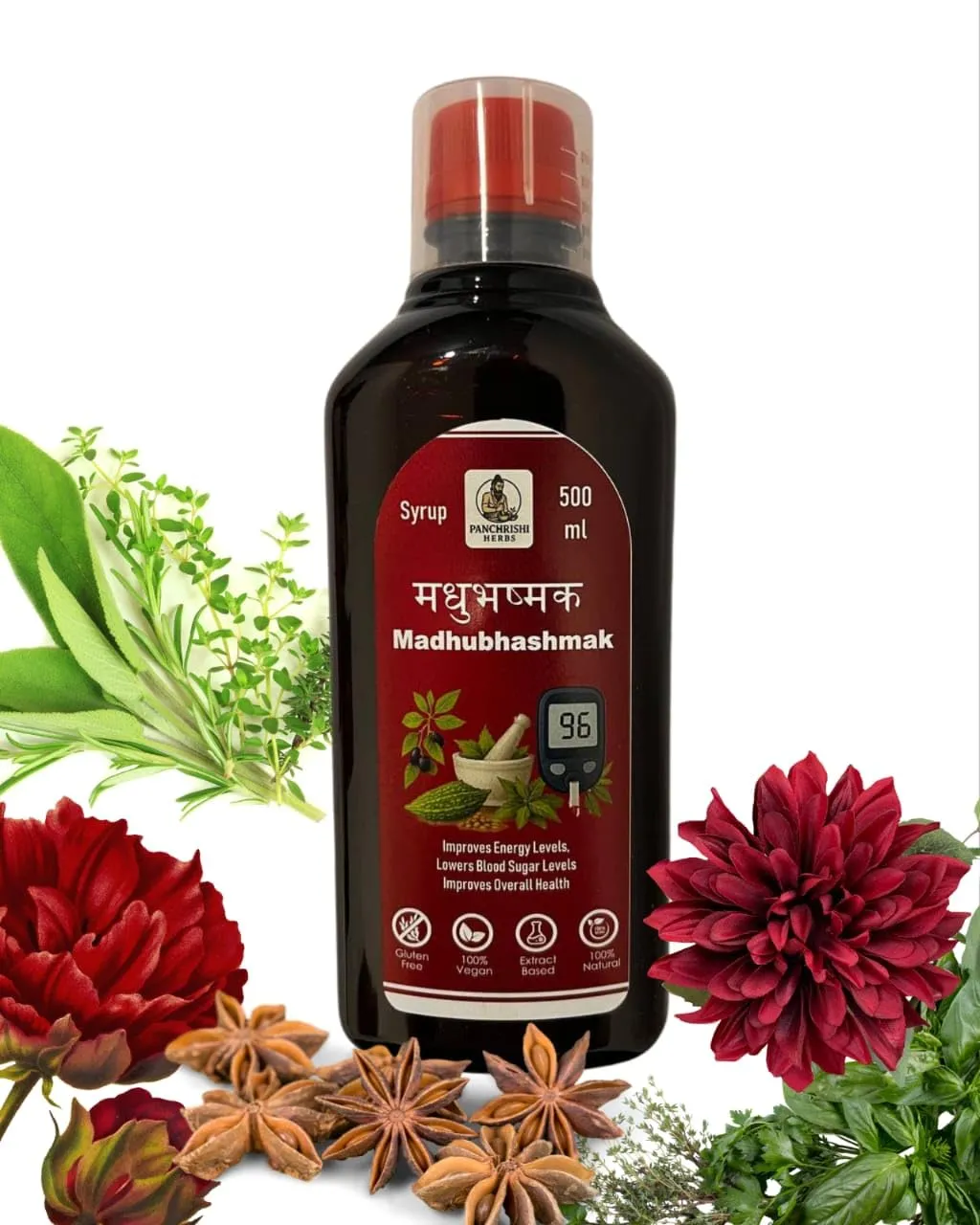 Madhubhashmak Ayurvedic Blood Sugar Control Syrup 500ml Natural Herbal Supplement for Diabetes Support, Energy, Metabolism & Digestion