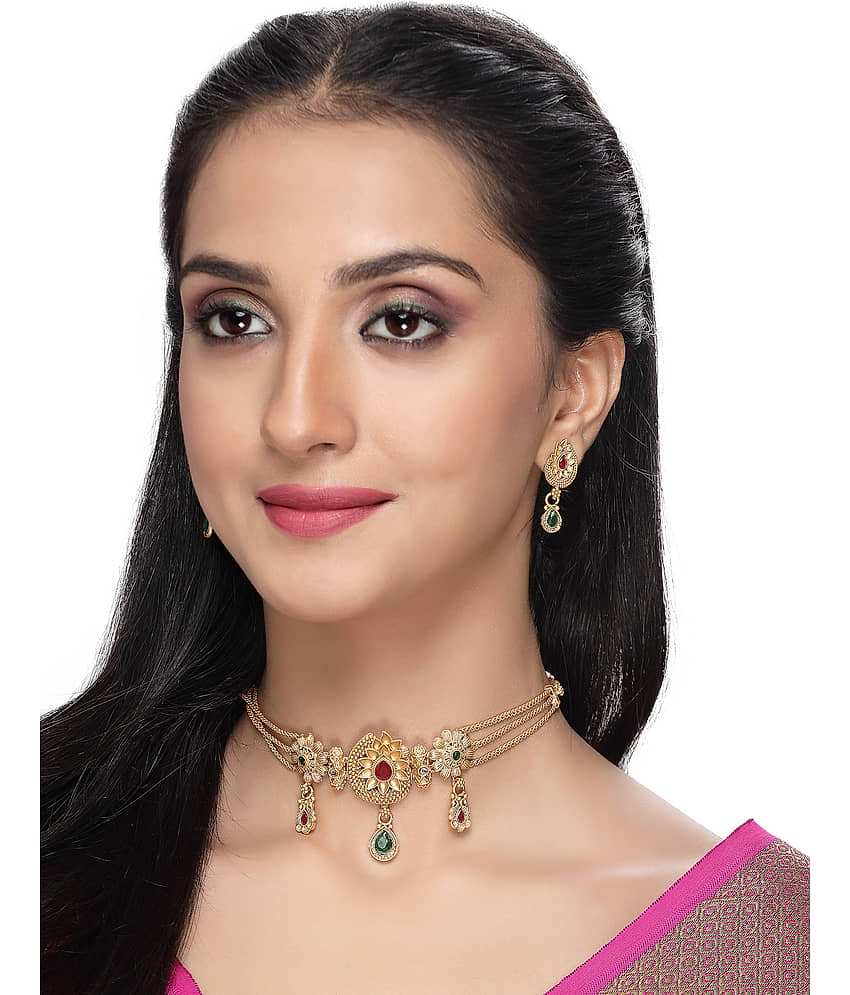 Sukkhi Gold Alloy Necklace Set ( Pack of 1 ) view 2