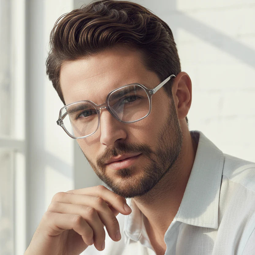 Transparent Square Eyeglasses For Men & Women LKE66009-TRAN view 2