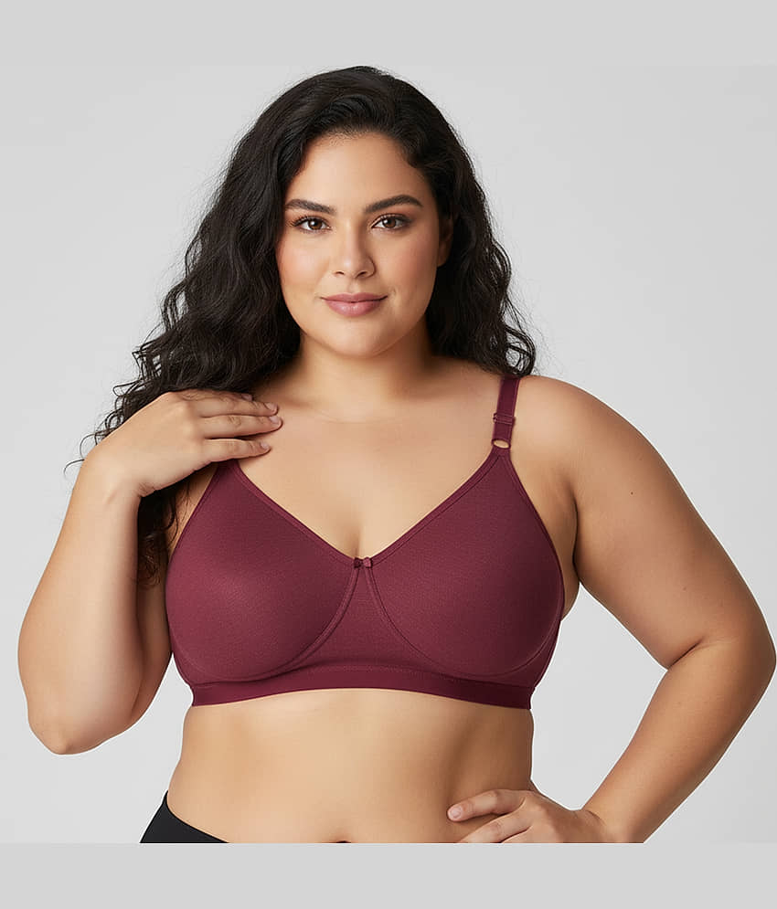 Elina Pack of 5 Cotton Non Padded T-Shirt Bra For Women ( Maroon ) view 2