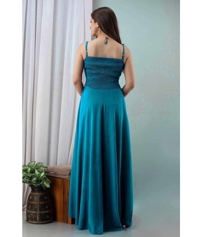 Frionkandy Rayon Turquoise Asymmetric dress - Single view 2