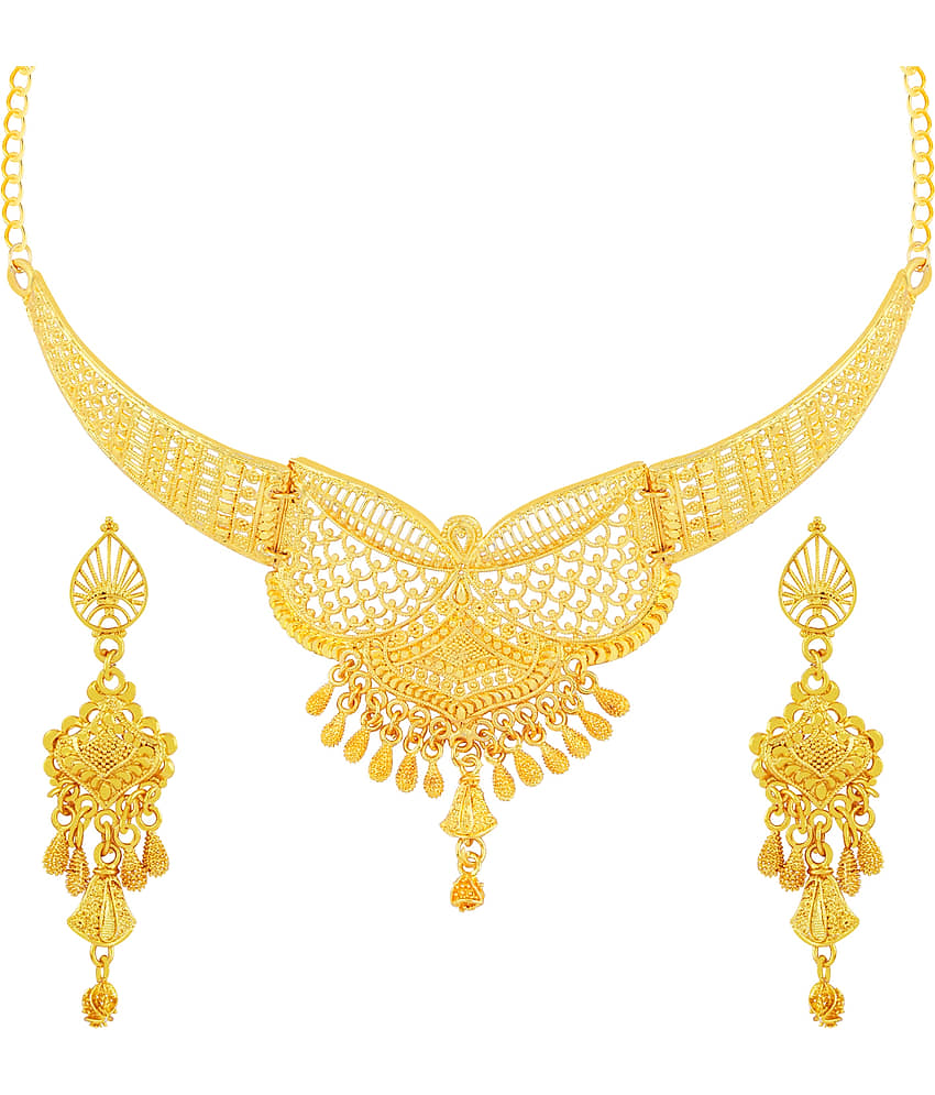 ShreejiHuff Alloy Golden Traditional Necklaces Set view 2