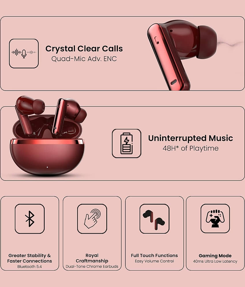 COREGENIX Q1 Lite Truly Wireless Earbuds TWS | ENC & High Bass | Upto 48 Hrs Playtime | Bluetooth V5.4 | Quad Mics with AI-ENC | 40ms Low Latency Gaming | Gaming Beast for Android & iOS view 2