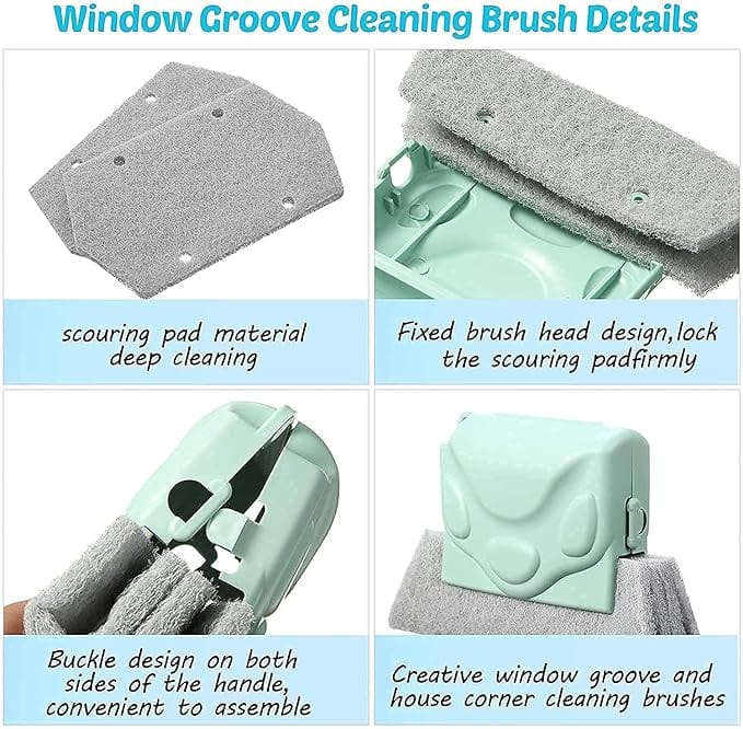 Combo of Window Groove Frame Cleaning Brush and Dust Cleaning Brush for Window Slot Keyboard with Mini Dustpan Door Track Cleaning Brushes Dust Cleaner Tool for All Corners Edges and Gaps view 2