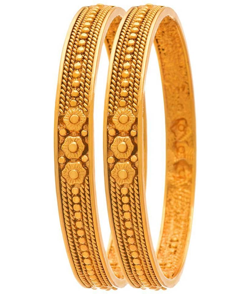 JFL - Traditional Ethnic One Gram Gold Plated Designer Bangle Set for Women & Girls view 2