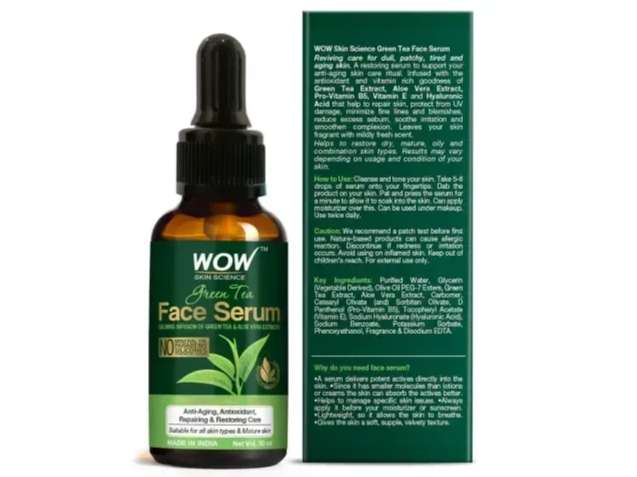 WOW Green Tea Face Serum With Green Tea & Aloe Vera Extracts For Repairing Skin - No Mineral Oil, Parabens, Silicone & Color - 30ml view 2