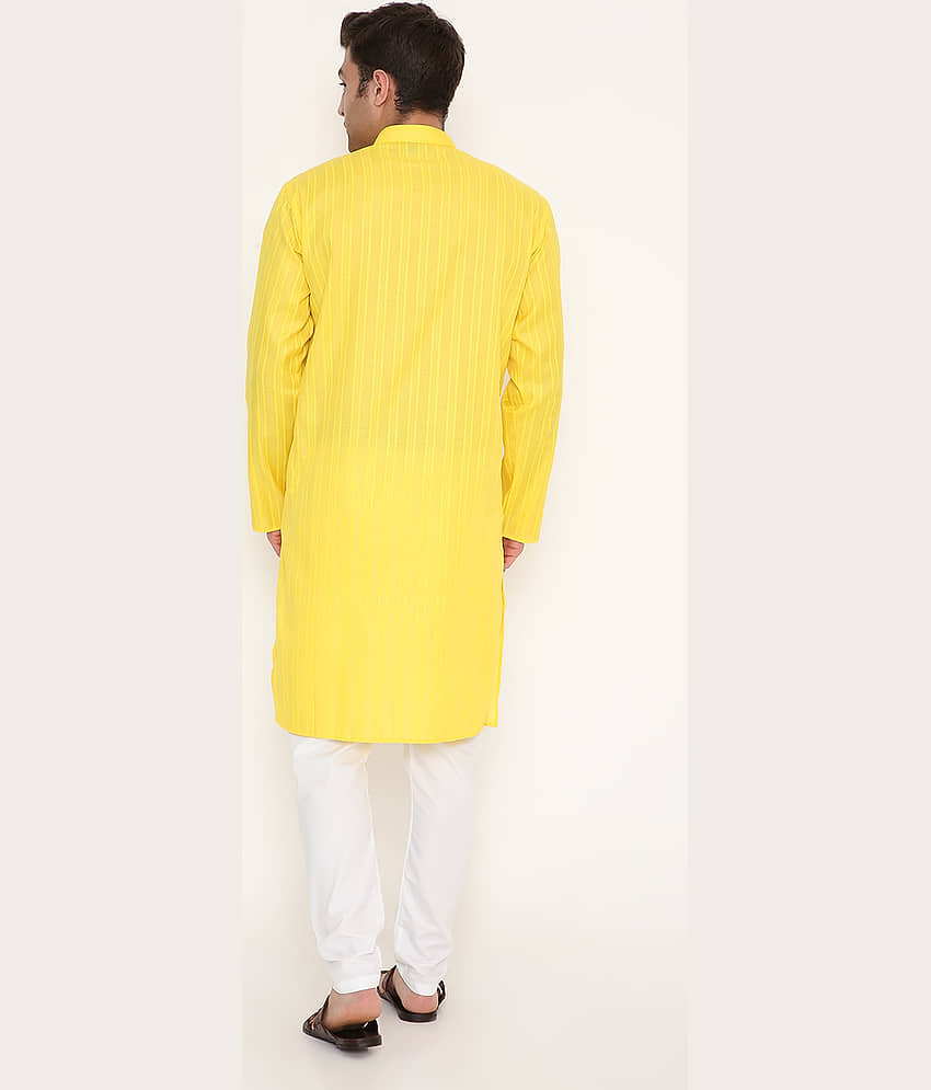 Maharaja Yellow Viscose Regular Fit Men's Kurta Pyjama Set ( Pack of 1 ) view 2