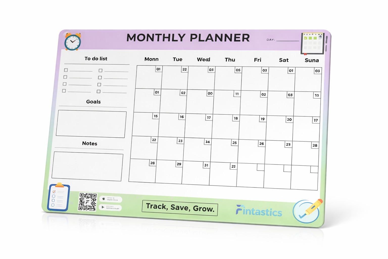 Fintastics Magnetic Monthly Planner view 2