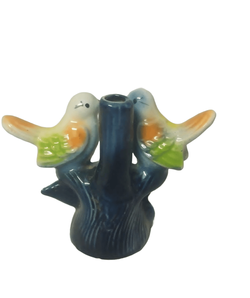 Ceramic Bird Figurine with Yellow Rose view 2