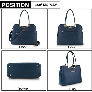 LAIK Handbags for Women| Premium PU Leather Shoulder Bags| Latest Trendy Design Bag| Top Handle Stylish Bag For Ladies | Blue view 2