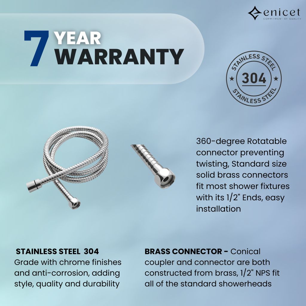 Enicet 3 in1 Wall Mixer with Overhead Shower and Handshower, Brass Build, Chrome Plated, 3 Function Handshower view 2