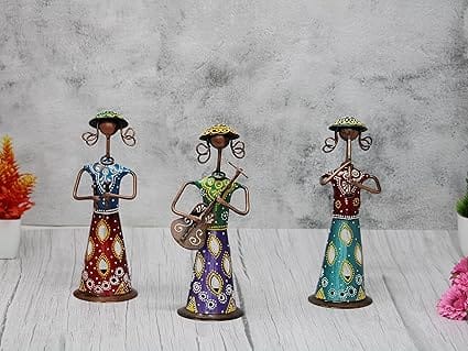 RUPESH KUMAR JANGID Handpainted Iron Tribal Musician Doll Tealight Candle Holder Traditional JH Gallery Handmade Handicraft Decorative Showpiece for Home Décor view 2