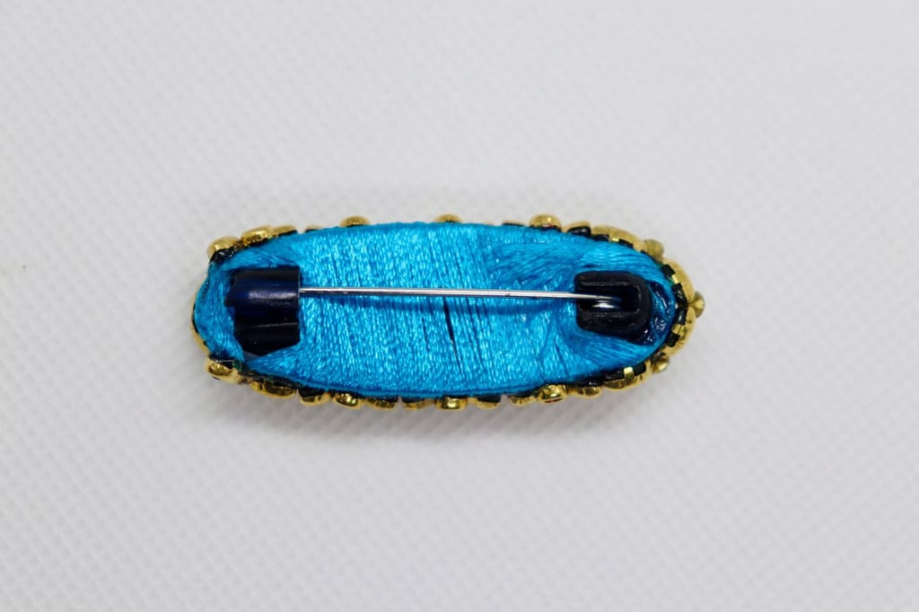 Vintage Inspired Blue Enameled Flower Brooch view 2