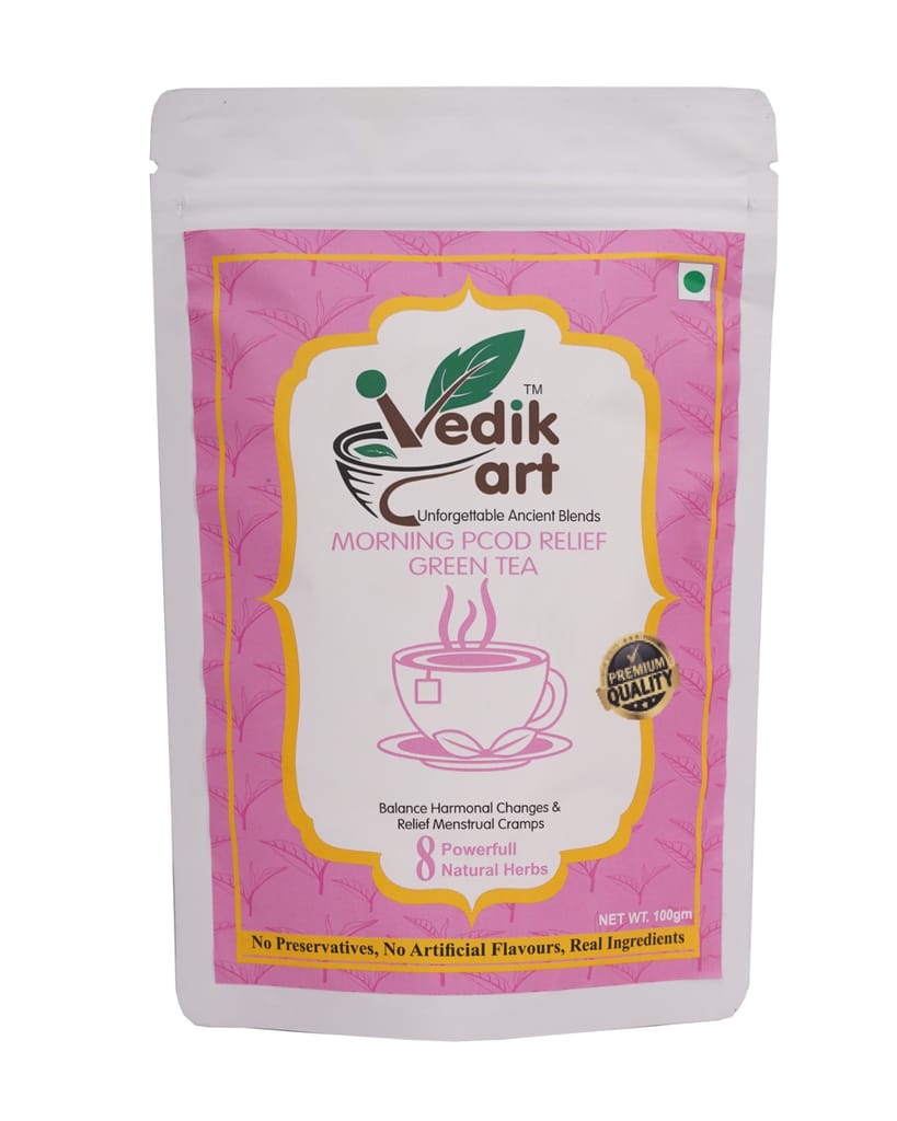 PCOD Relief Green Tea with Morning formula - 100% Natural & Caffeine-Free,Balance Your Hormones Naturally