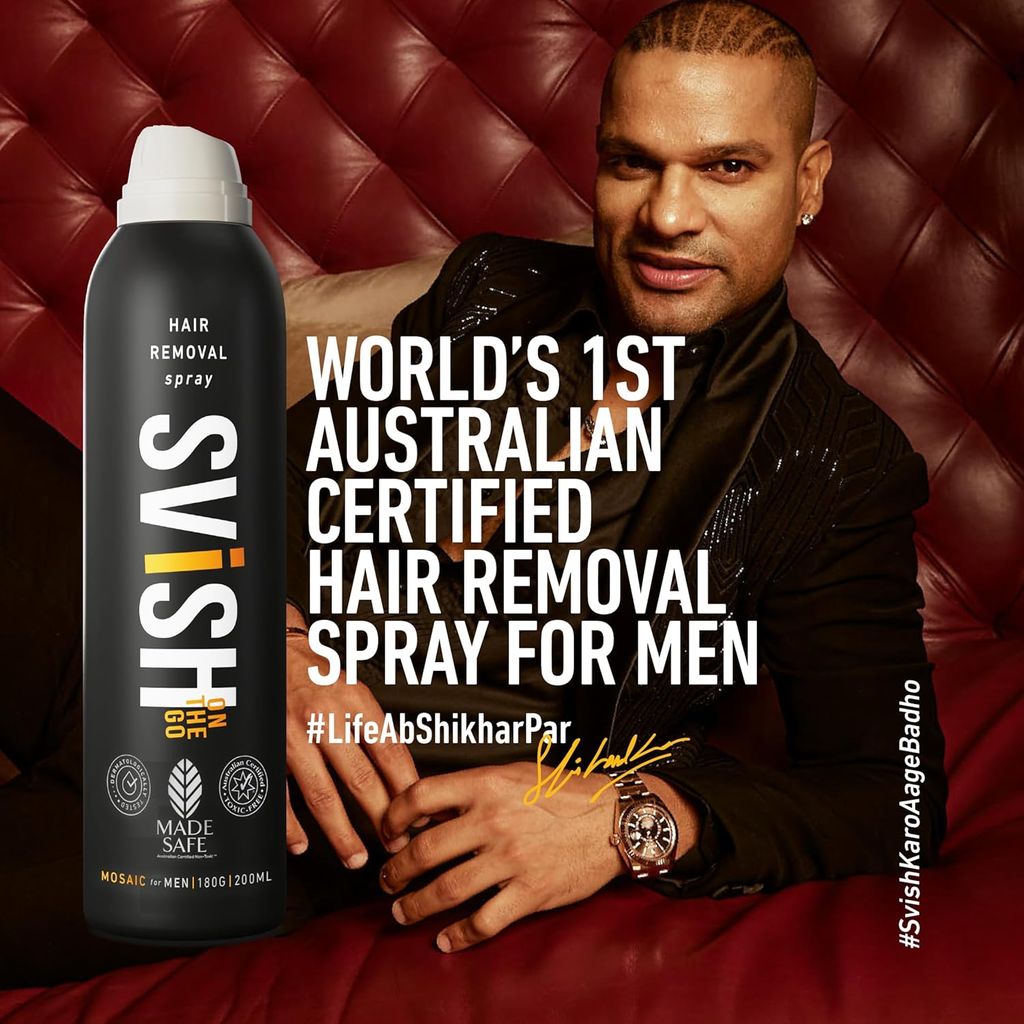 Svish On The Go Hair Removal Spray for Men Pack of 1 (200ml) | Painless Body Hair Removal Cream For Back, Chest, Legs, Arms, Under Arms & Intimate Areas | Post Hair Removal Cream (50gm) view 2