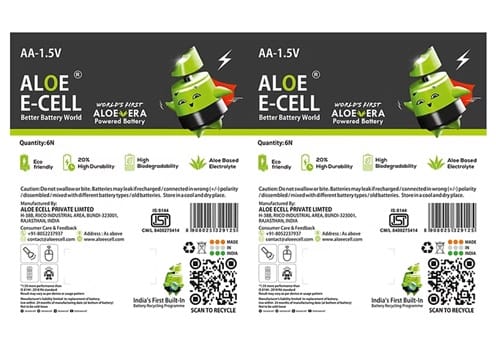 Aloe ECell Pack of 12 AA Batteries | 100% Eco-friendly | 20% Higher Durability | Leak Resistant | Non-Toxic | Suitable for Remotes, Toys, Clocks & Household Devices | Proudly Made in India view 2