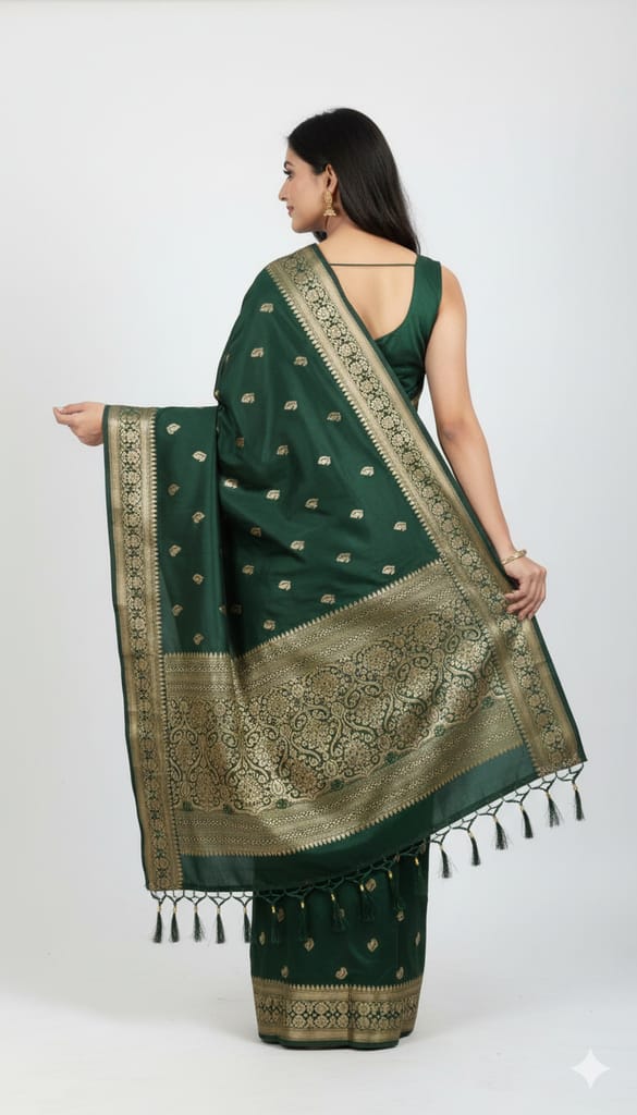 Green Silk Saree view 2