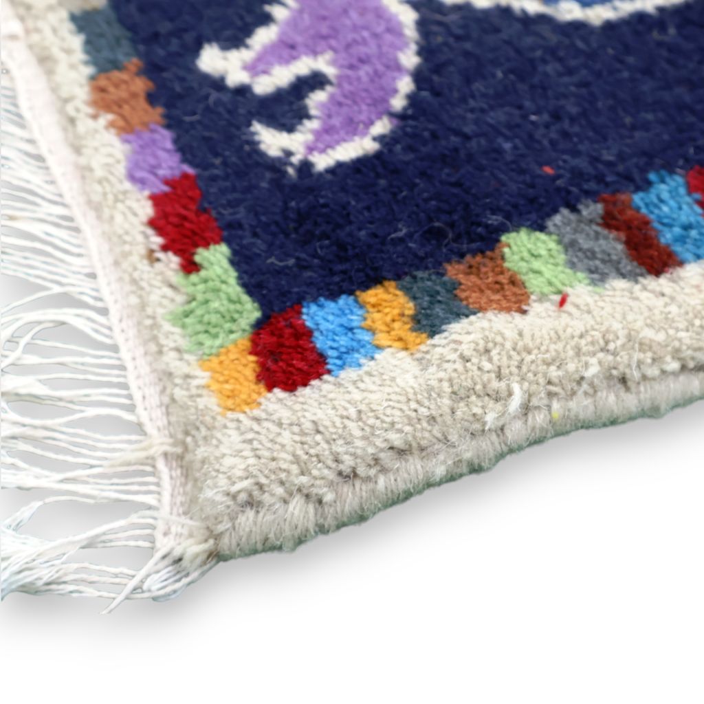 Eluru-Handcrafted Multicolor Turtle Design Shaggy Rug | Premium Decorative Floor Mat with Tassels view 2