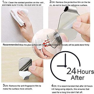 (Pack of 6) Self Adhesive Stainless Steel Wall Hooks Heavy Duty Waterproof Sticky Hooks for Kitchen, Bathroom Home view 2