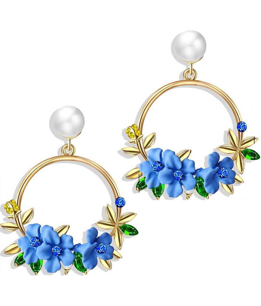 YouBella Jewellery Earrings for women stylish Latest Design Floral Resin Earrings for Girls and Women (Blue) view 2