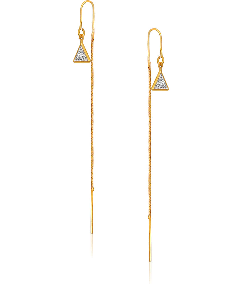 LUV FASHION Golden Threader Earrings ( Pack of 1 ) view 2