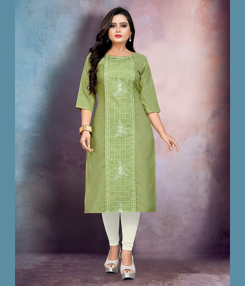 RIAANA Women Cotton Blend Embroidered Straight Kurti ( Multicolor ) view 2