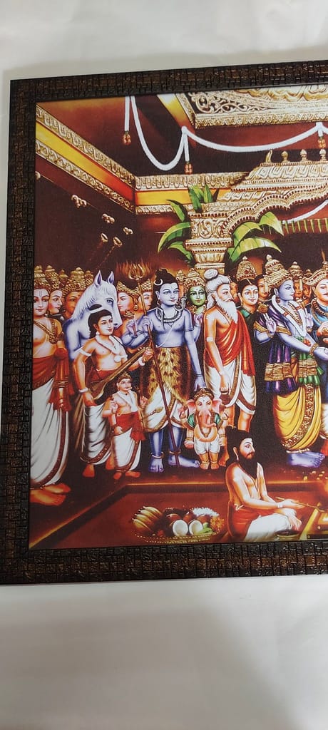 Lord Vishnu and Goddess Lakshmi in their celestial wedding ceremony view 2