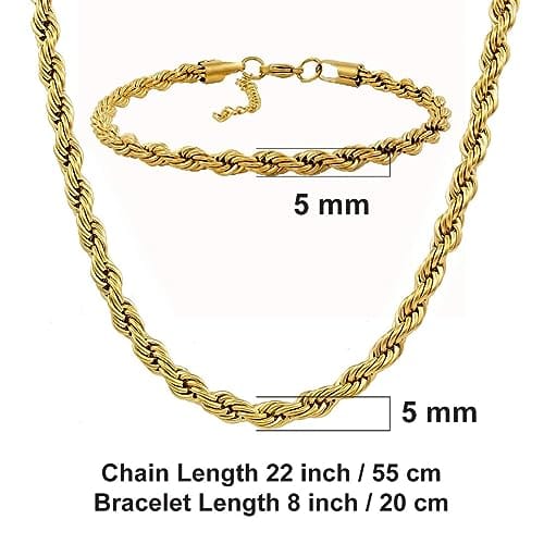 Golden Stainless Steel Rope Chain Necklace For Men Boys view 2