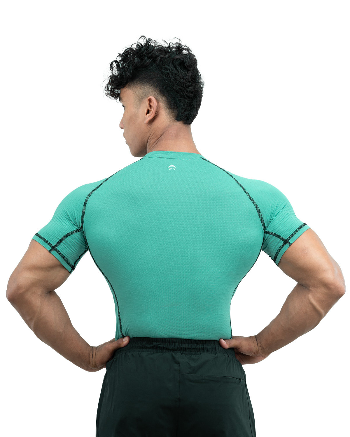 Athflex Men’s Muscle Fit Half Sleeve Textured Compression T-Shirt – Quick Dry, Textured Fabric,Superhero Look ,Stretchable Sportswear for Workout,Fitness & GYM - green/S view 2