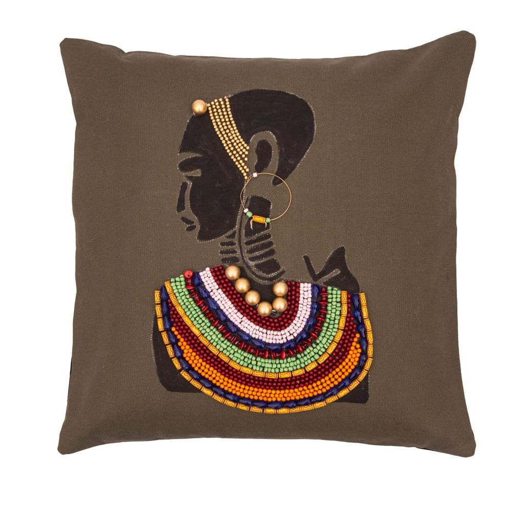Tribal Woman Beaded Cushion Cover view 2