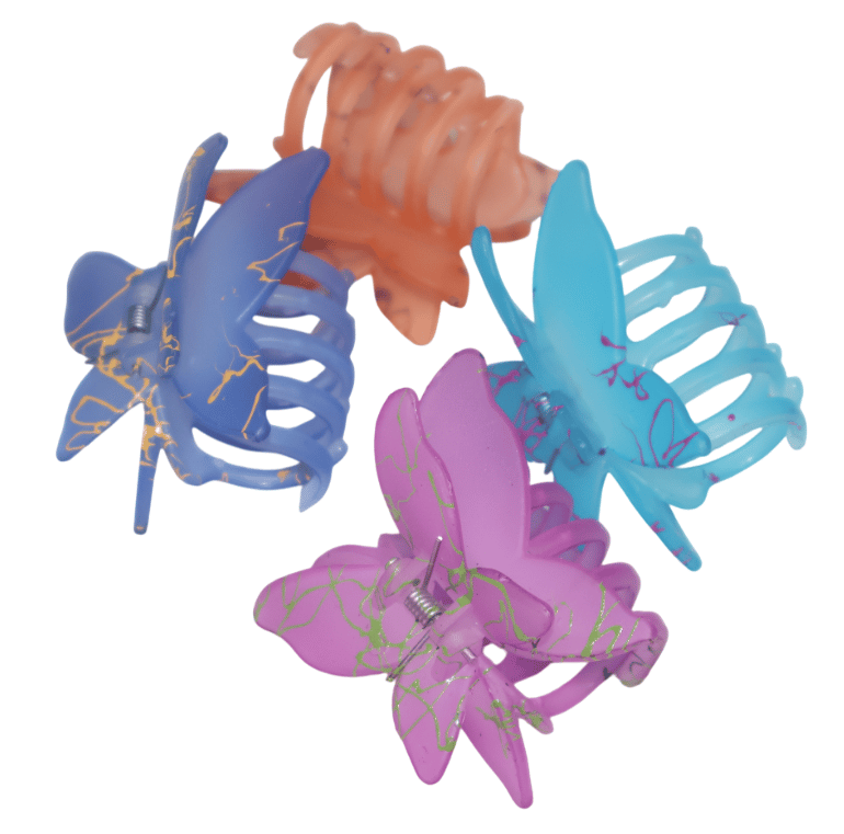 Vibrant Butterfly Hair Claw Clips Set of 4 - Assorted Colors for Girls & Women view 2