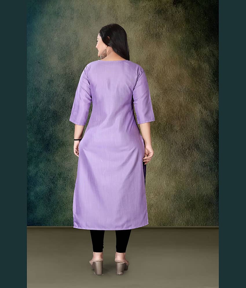 Hetsa Women Rayon Printed A-line Kurti ( Lavender ) view 2