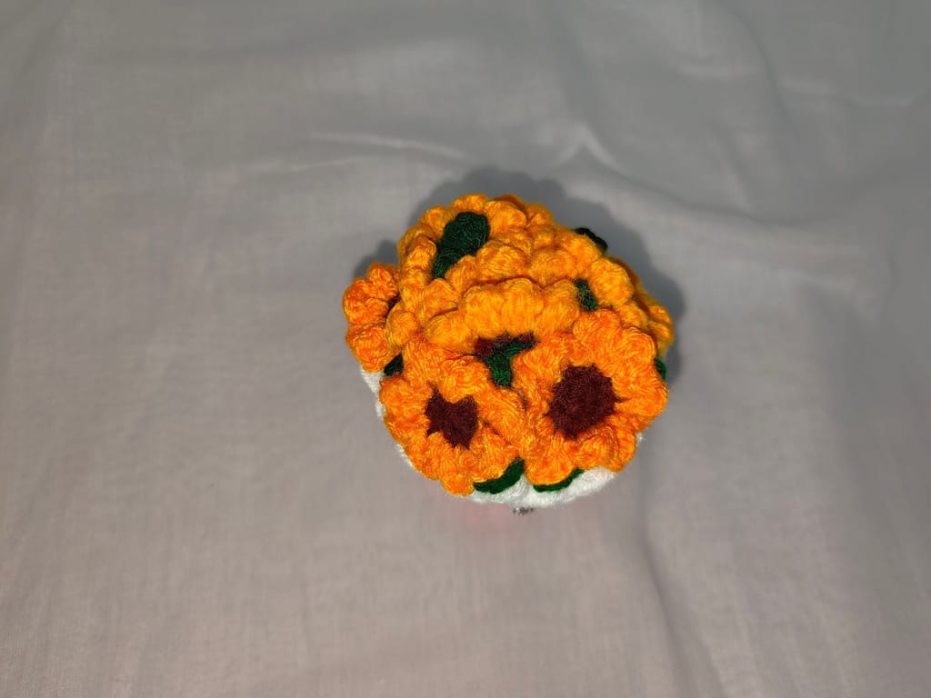Handmade Crochet Sunflower Potted Plant Home Decor Ornament view 2
