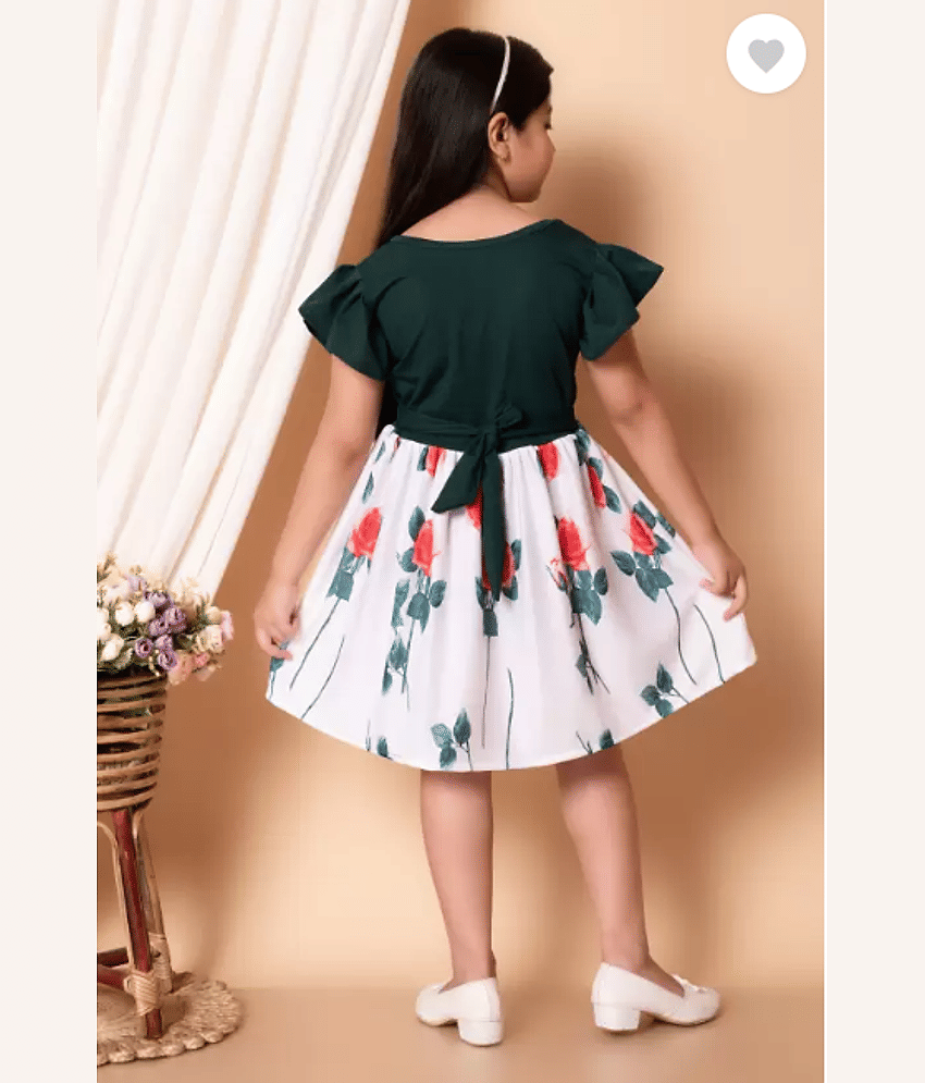 JCT DRESSES Crepe Frock For Girls ( Pack of 1 , Dark Green ) view 2