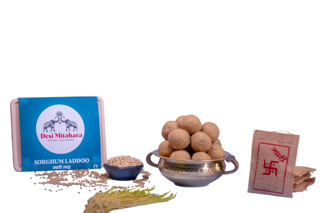 Desi Mitahara's Jowar Ladoo - Made with Jowar, Jaggery & Cow Ghee - Traditional Indian Sweet - Healthy, Nutritious Snack - 480g Pack - No Artificial Colours - Suitable for All Ages view 2