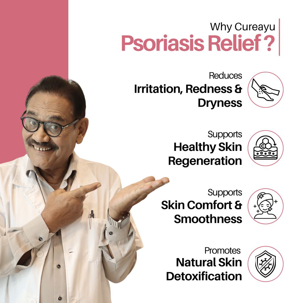 Cureayu Psoriasis Relief Capsules | Ayurvedic Medicine for Skin Health Management | For Skin Comfort, Calmness & Healthy Skin Balance view 2