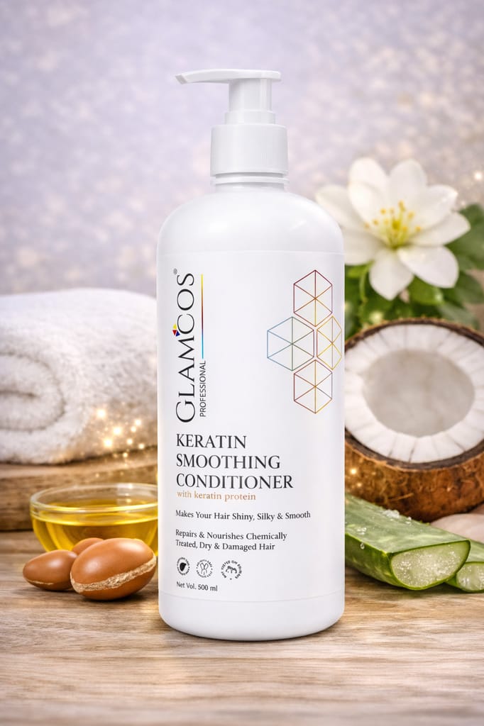 Glamcos Professional Keratin Smoothing Conditioner with Keratin Protein | Repairs, Nourishes & Controls Frizz for Dry, Damaged & Chemically Treated Hair | Salon Conditioner – 500 ml view 2