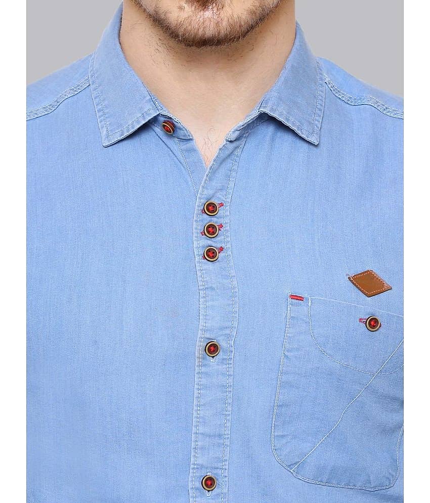 Kuons Avenue - Light Blue Denim Slim Fit Men's Casual Shirt ( Pack of 1 ) view 2