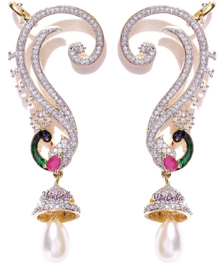 YouBella Gold Plated American Diamond Peacock Earcuff view 2