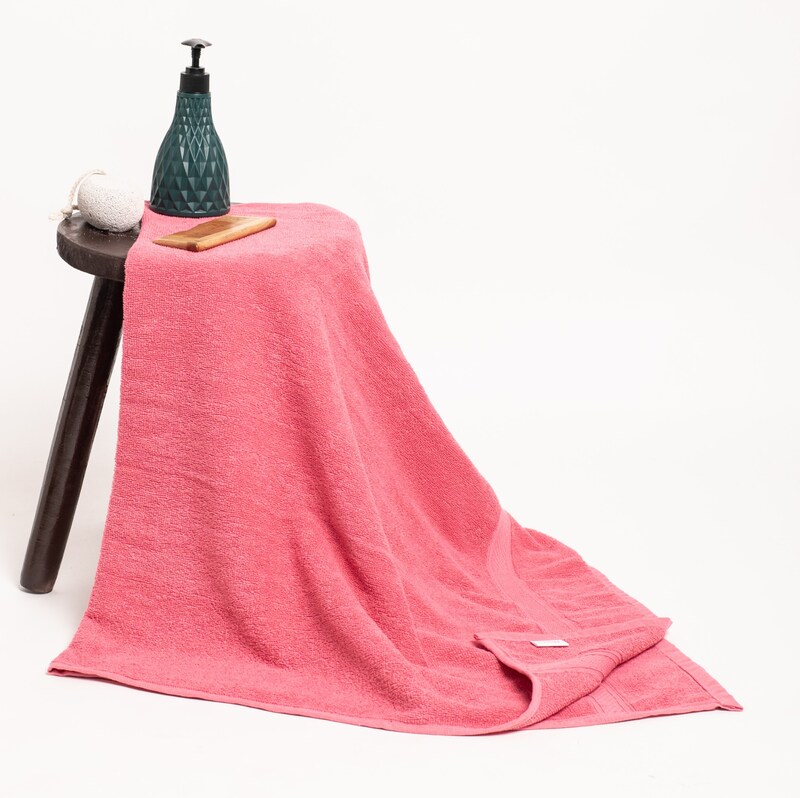 Furnofy Cotton 450 GSM Bath, Hand Towel Set Pink (Pack Of 3) view 2