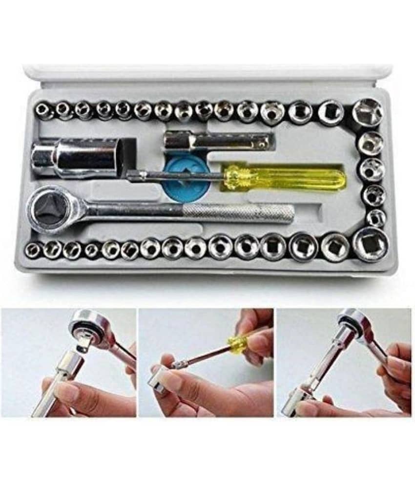 KP Mart 40 in 1 Pcs Tool Kit and Screwdriver and Socket Set Automobile Tool Box Set Socket Wrench Sleeve Suit Hardware Auto Car Repair Tools Socket Wrenches view 2