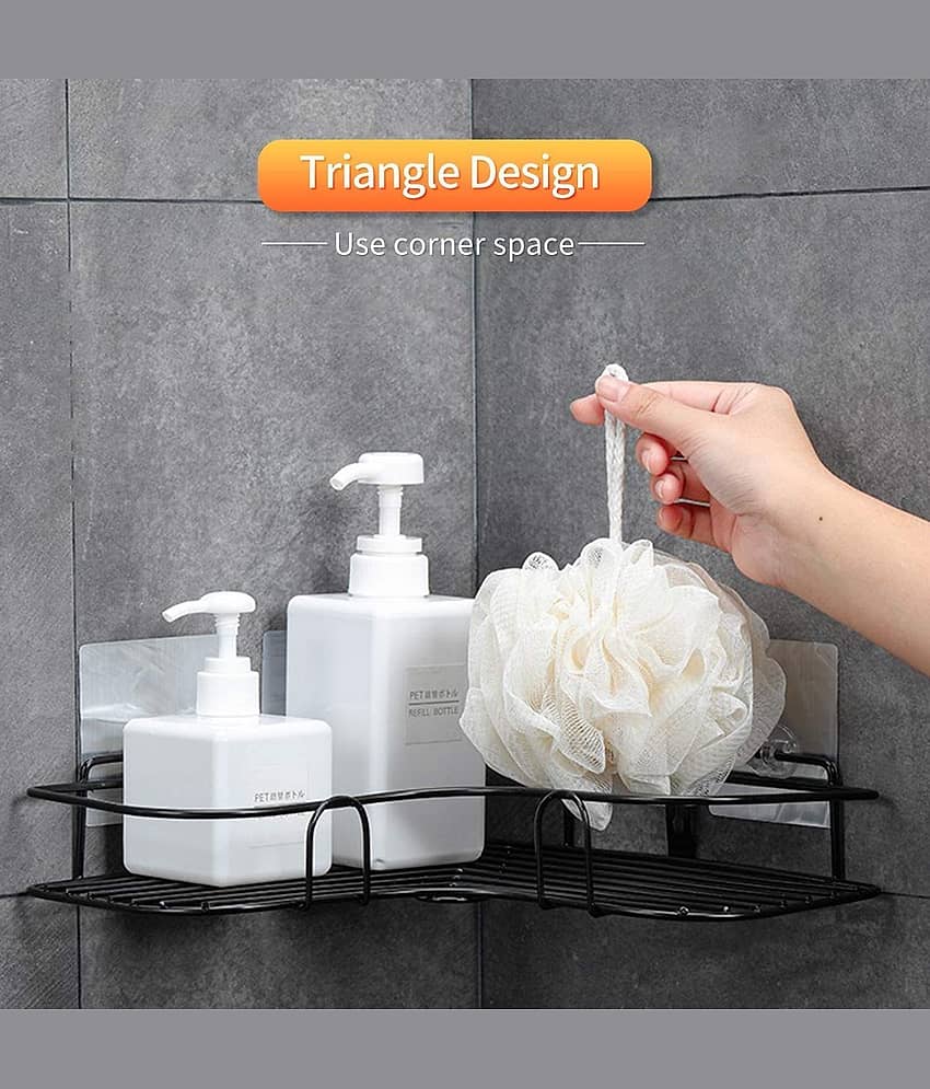 Hingol Self Adhesive Metal Bathroom Corner Rack Storage Shelves (Pack of 2) view 2