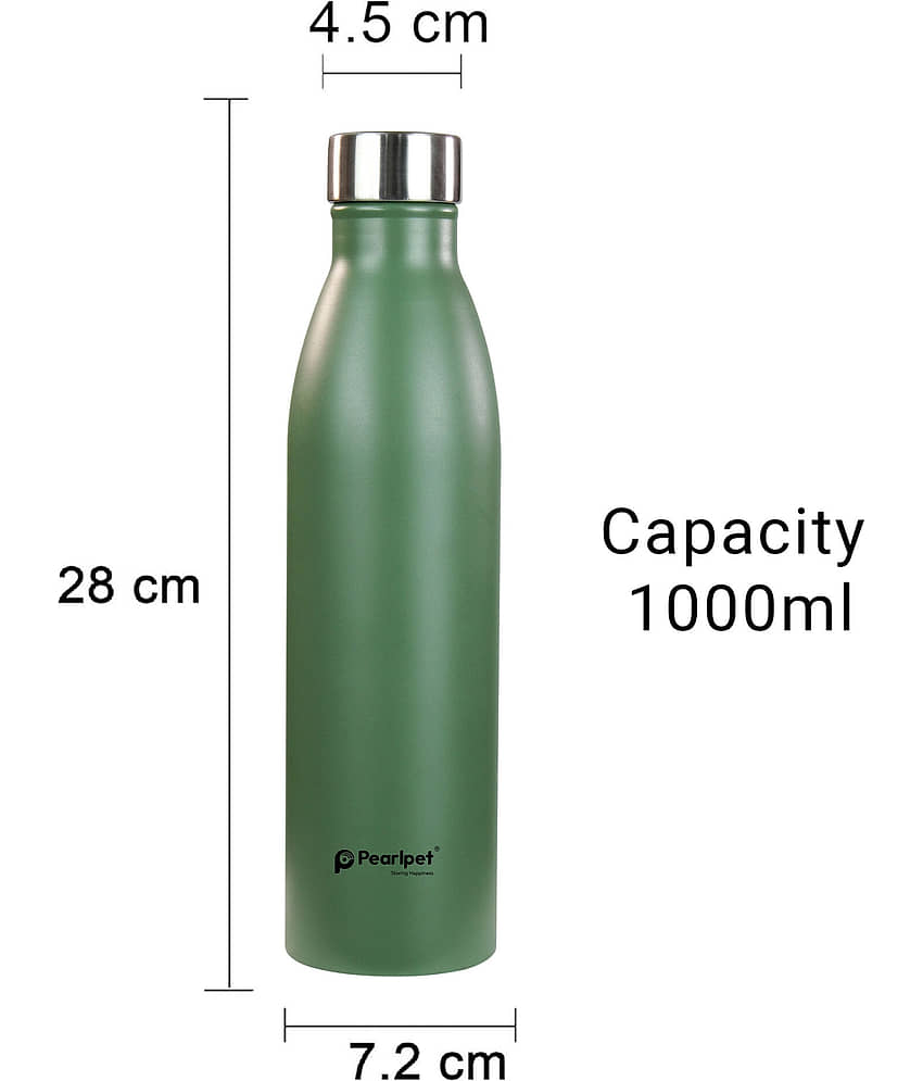 PearlPet S10_Green Green Steel Fridge Water Bottle 1000 mL ( Set of 1 ) view 2