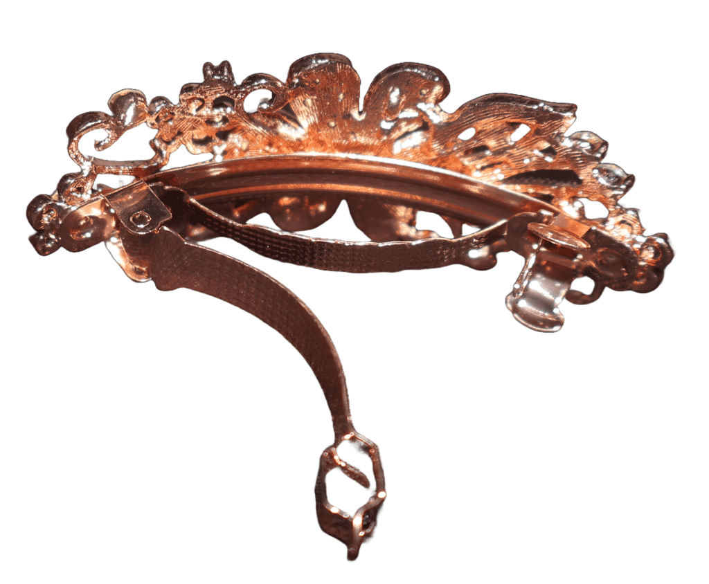 Rose Gold Flower Hair Clip with Multi-Colored Crystals view 2