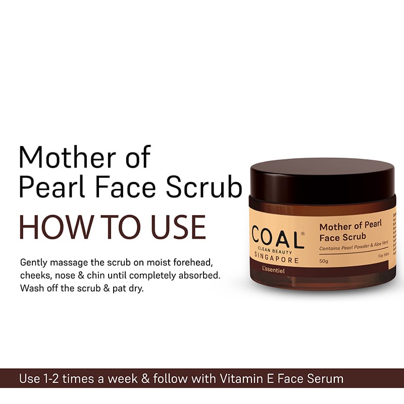 COAL Clean Beauty Mother of Pearl Face Scrub | Pearl Powder, Aloe Vera, Sunflower Seed Oil, Olive Oil, Jojoba Oil | Exfoliates, Deeply Cleanses & Removes Dead Skin | Men | All Skin Types view 2