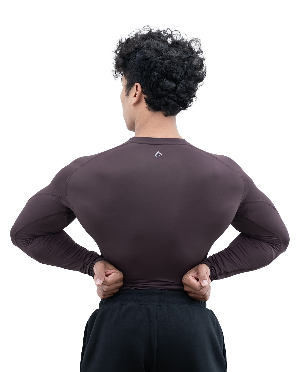 Athflex Men's Full sleeve Ace Compression T-Shirt - Ultra Stretch,premium Nylon Spandex Blend , Moisture-Wicking, Quick-Dry, Breathable, Muscle Fit Activewear for Gym, Fitness, and Sports - crater brown/XXL view 2